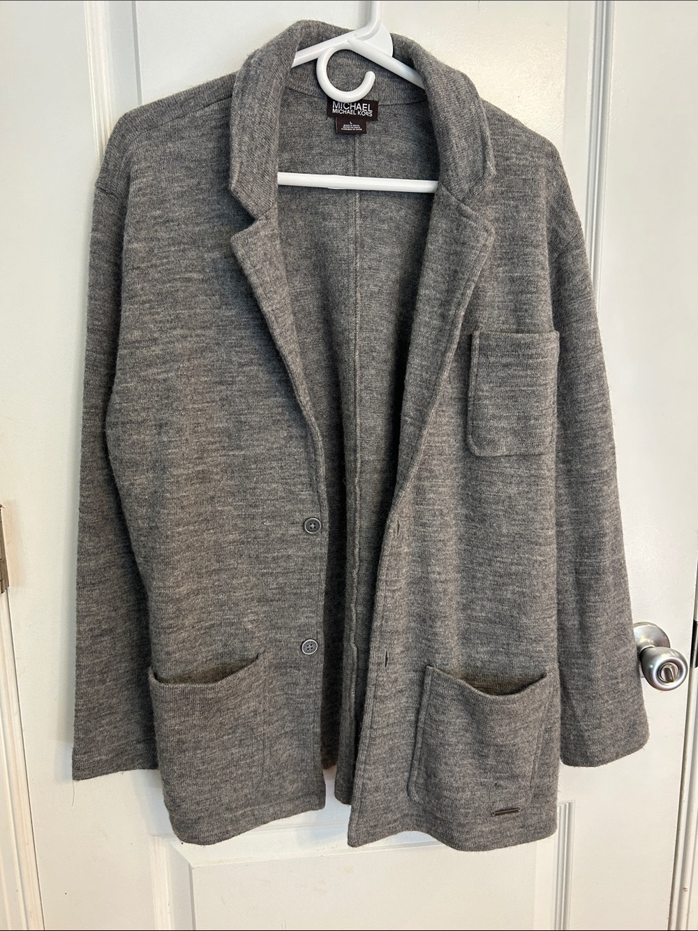 Michael Kors Women’s Gray Knit Blazer Jacket - Heathered Gray 100% wool